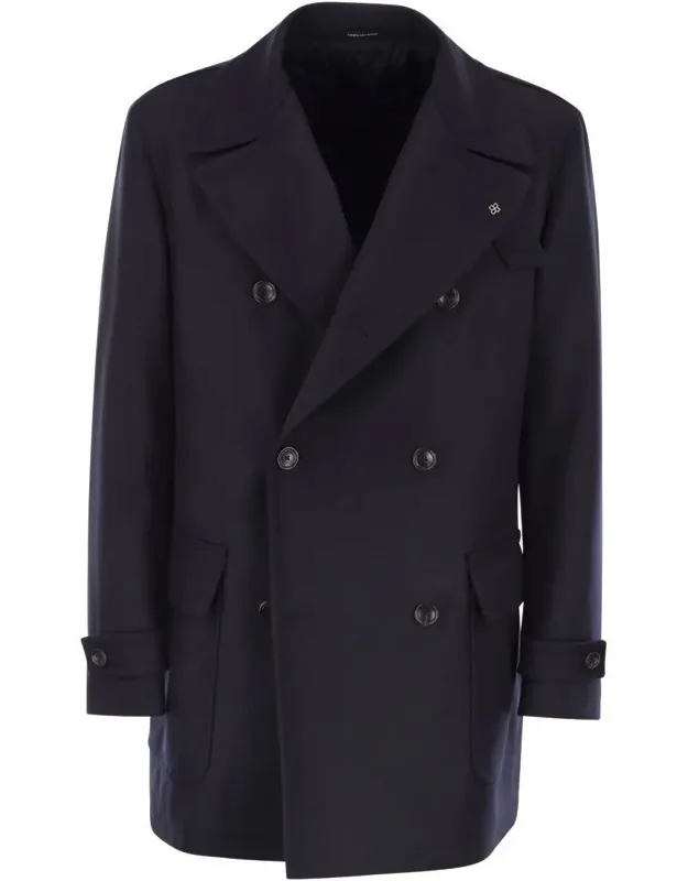 Double-breasted Coat In Virgin Wool