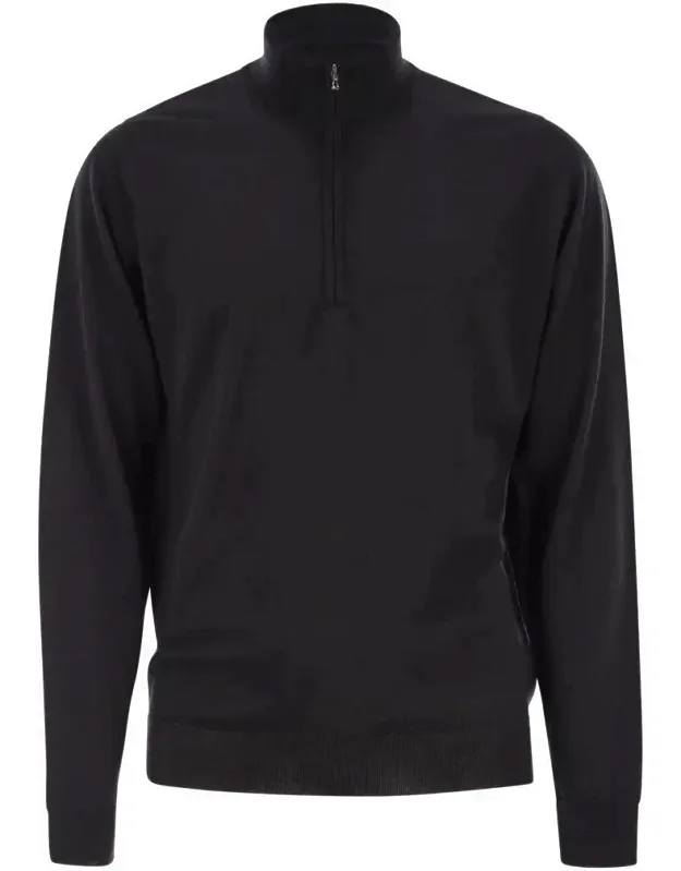 High-neck Jumper With Half Zip