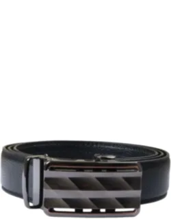 Leather Ratchet Belt With Automatic Click Buckle, Adjustable Trim To Fit