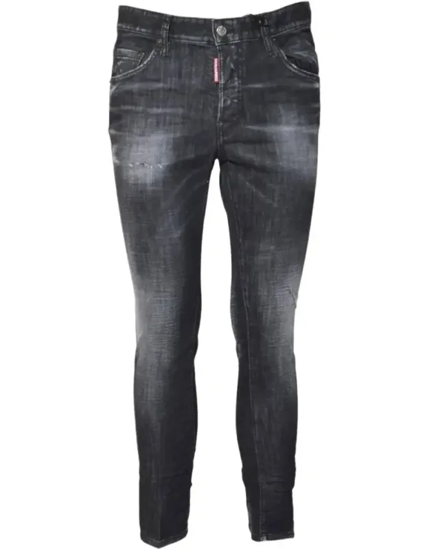 Slim-fit Washed Denim Jeans With Distressed Details