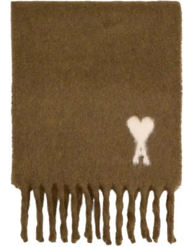 Rectangular Alpaca Blend Scarf With Monogram Motif