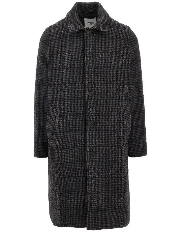 Houndstooth Wool-blend Coat