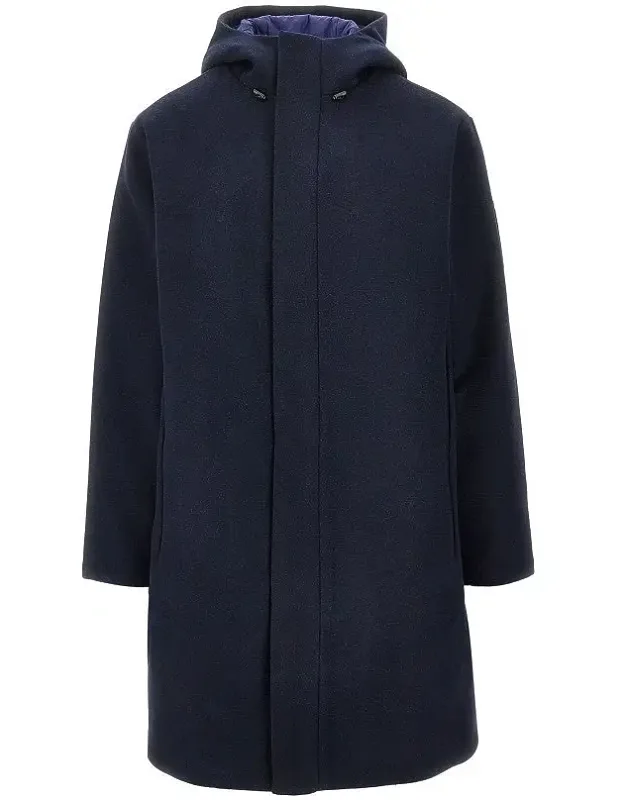 Padded Wool-blend Hooded Parka Coat