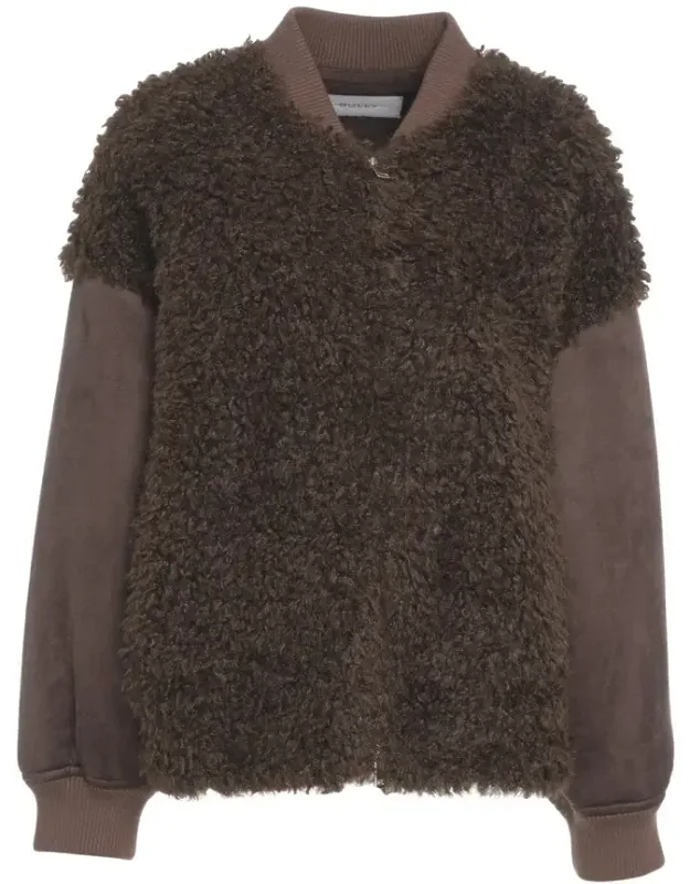 Boxy Bomber Jacket In Soft Faux Fur