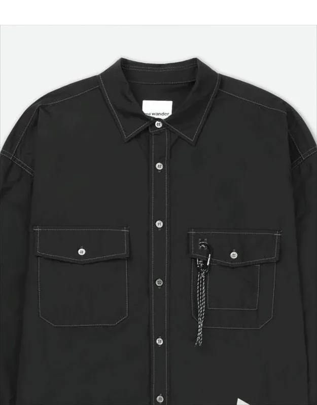 Structured Denim Shirt With Classic Collar And Flap Pockets