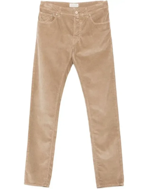 Tailored Trousers With Velvety Corduroy Texture