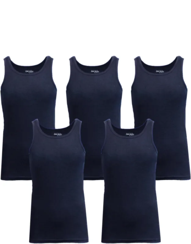 Galaxy By Harvic Heavyweight Ribbed Tank Top-5 Pack, Breathable Fabric, Double Stitched Hem
