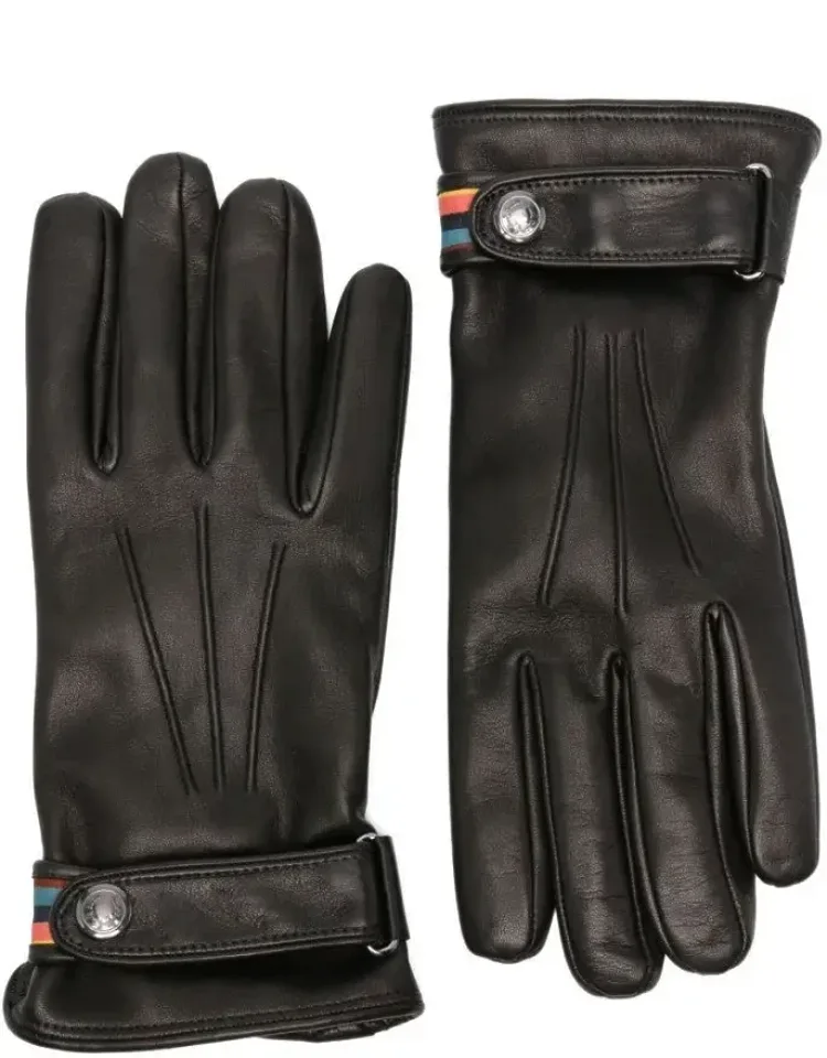 Sophisticated Wool Gloves With Multicolor Stripe Detail