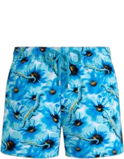 Vilebrequin - Stretch Short Swim Shorts Poppies And Geckos - Elastic Waistband With Drawstring, Two Side Pockets, One Rear Couture Pocket With Velcro Flap