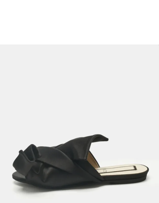 Satin Knot Flat Mules