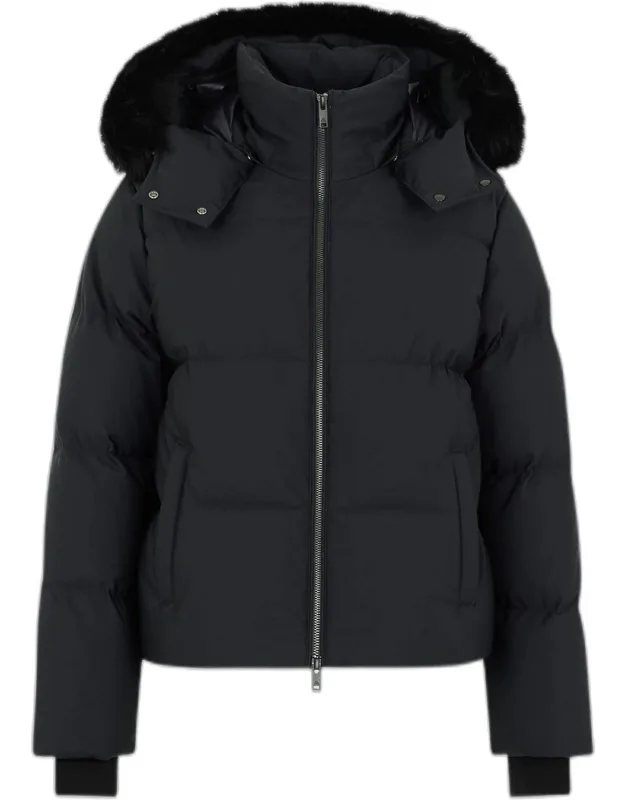 Misti Nyluxe Puffer Jacket With Detachable Hood & Shearling Trim