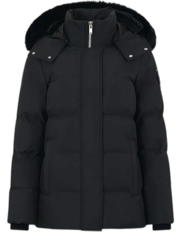Cloud 3q Down Puffer Jacket With Detachable Hood & Shearling Trim