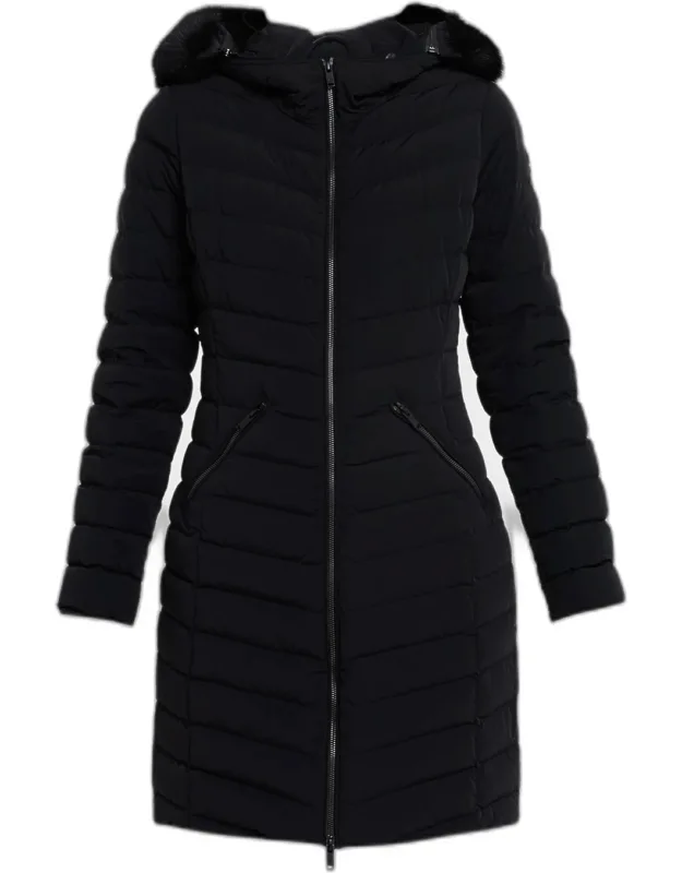 Andesite Down Parka With Removable Hood & Shearling Trim