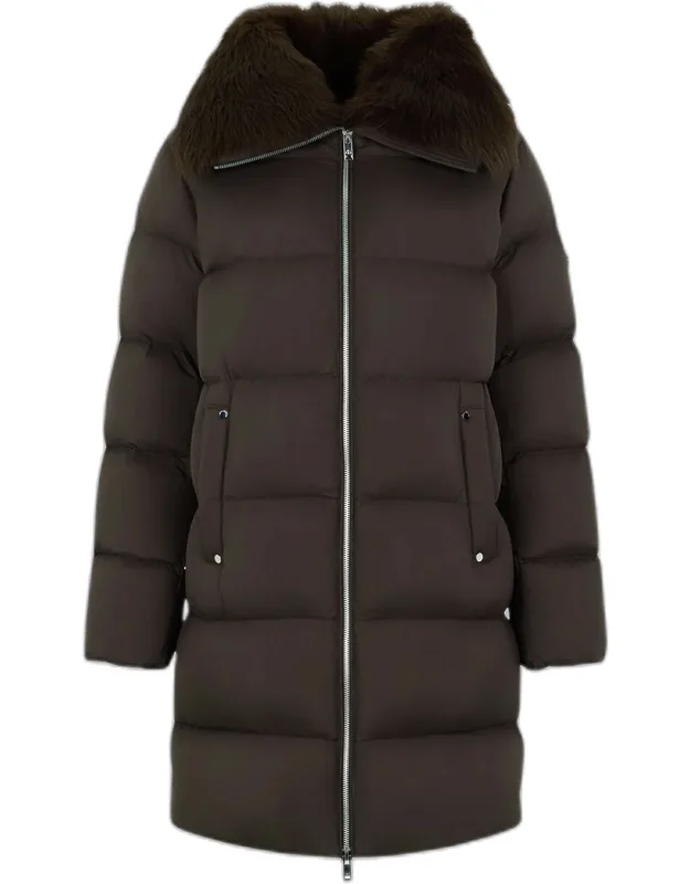 Dune Down Puffer Jacket With Removable Shearling Collar