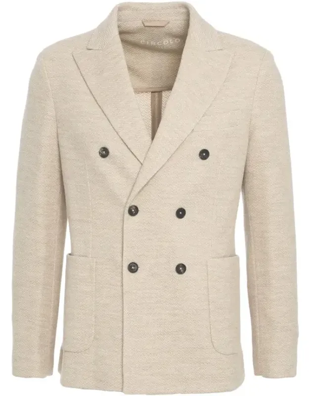 Double-breasted Blazer With Classic Lapels And Textured Fabric