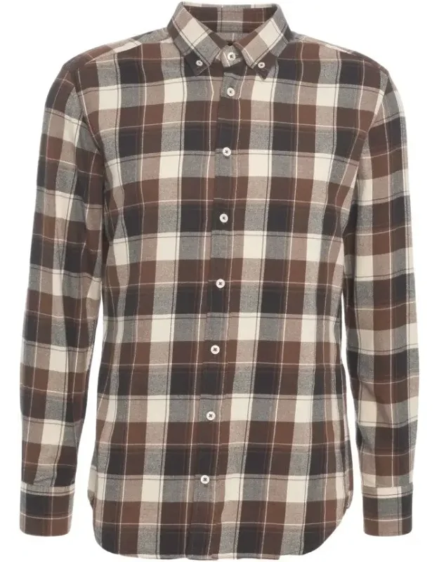 Plaid Shirt With Button-down Collar And Rounded Hem