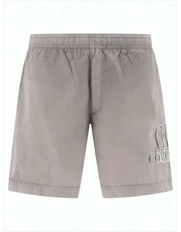 Swim Shorts With Elastic Waistband And Tonal Embroidery