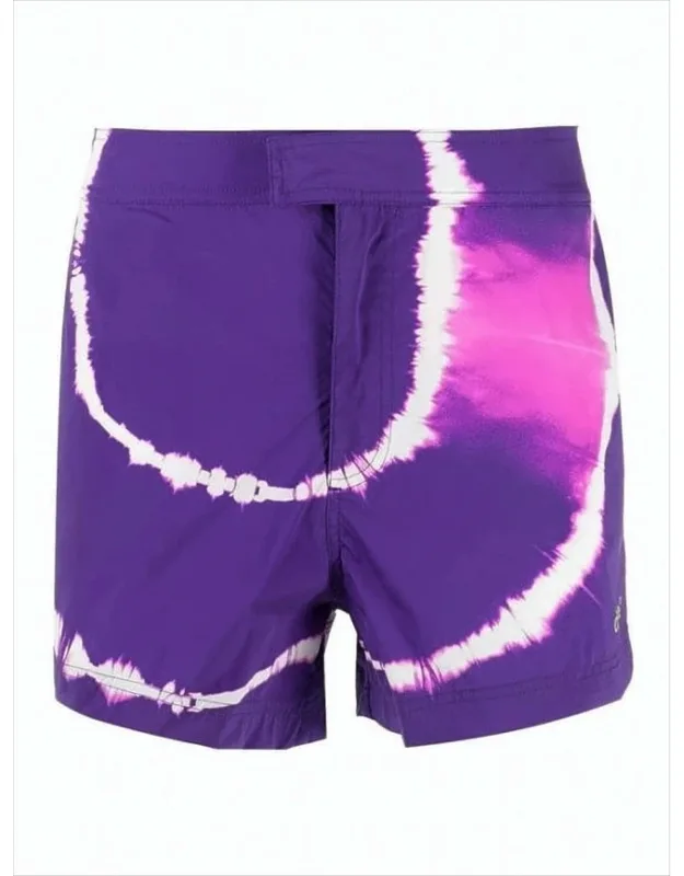 Tie-dye Swim Shorts With Fitted Silhouette And Back Pocket