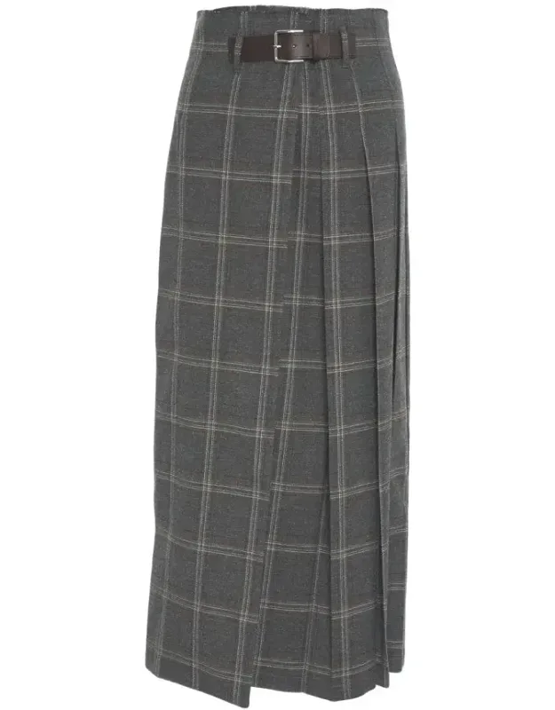 Maxi Skirt With Captivating Check Pattern And Pleated Design
