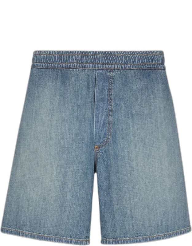 Faded Denim Stretch Pull-on Shorts