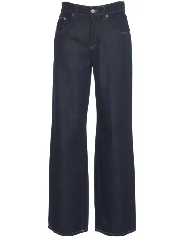 Straight Leg Jeans With Five-pocket Design And Durable Denim