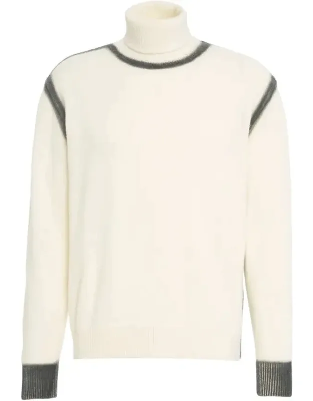 Turtleneck Sweater In Soft Wool Blend With Contrast Accents