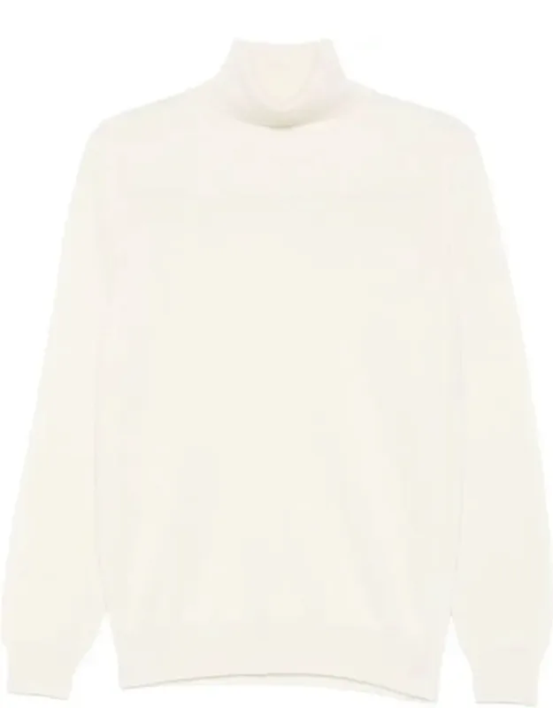 High Turtleneck Wool-cashmere Sweater With Ribbed Cuffs