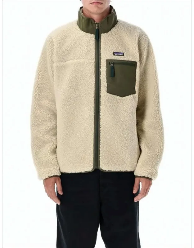 Textured Fleece Jacket With High Collar, Full Zip Closure