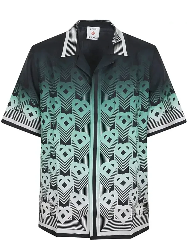 Silk Gradient Geometric Pattern Shirt
