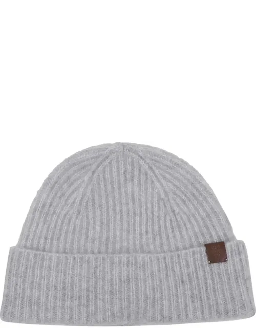 Ribbed Knit Hat With Folded Cuff