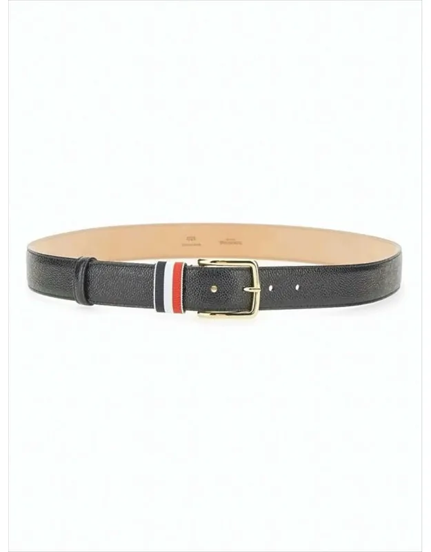 Textured Leather Belt With Gold-tone Buckle