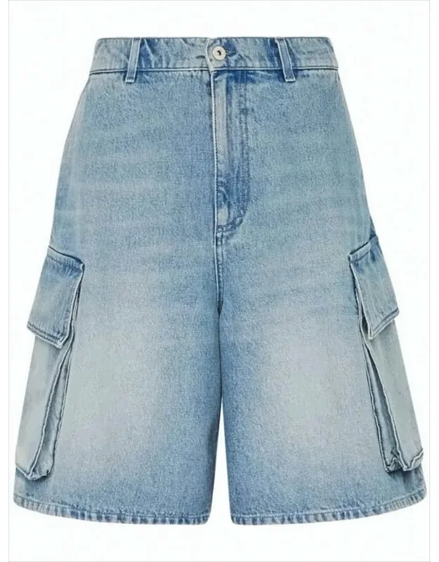 Relaxed Fit Denim Cargo Shorts