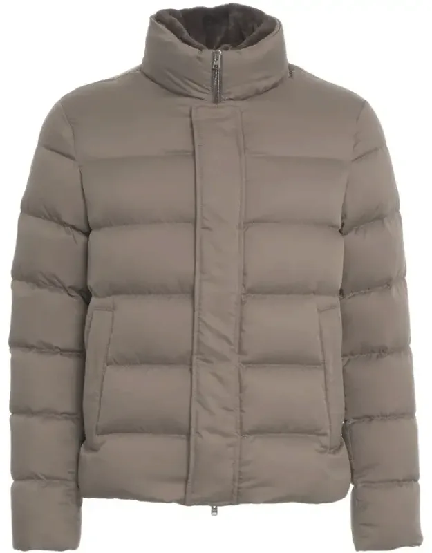 Down Jacket With Faux Fur Collar