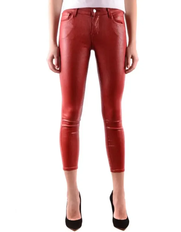 Cropped Jeans With Coated Finish