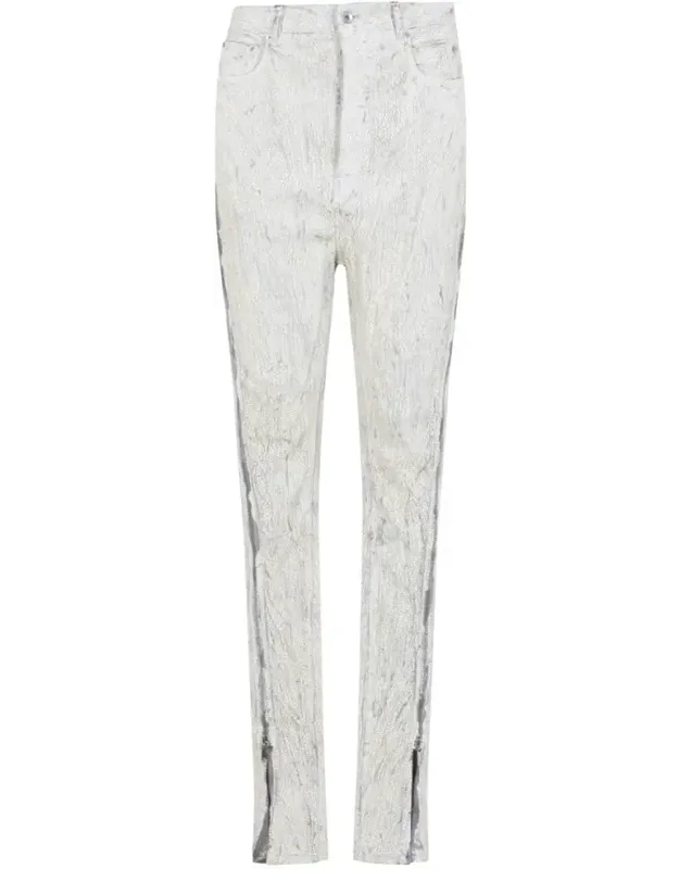 Textured Slim-fit Jeans With Side Zippers