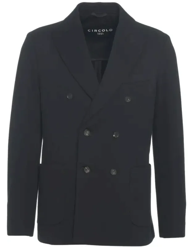 Double-breasted Knit Texture Blazer