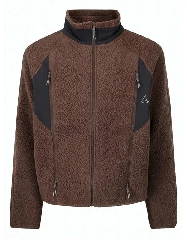 Cropped Jacket With Contrasting Panels And Plush Texture