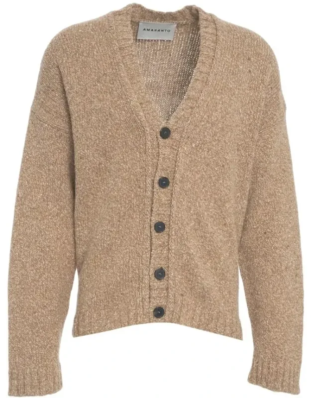 Relaxed Cardigan With V-neck And Ribbed Details