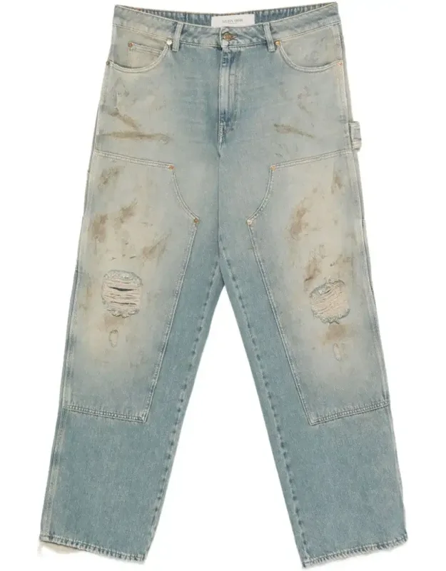 Wide-leg Distressed Jeans