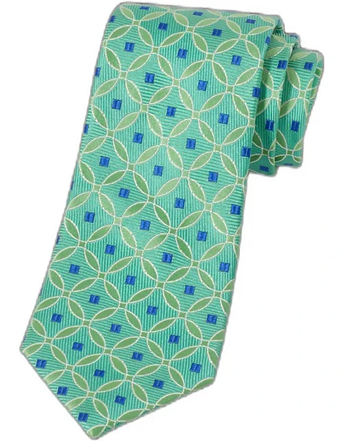 Geometric Woven Tie - Silk, Approximately 3 1/8'' Width