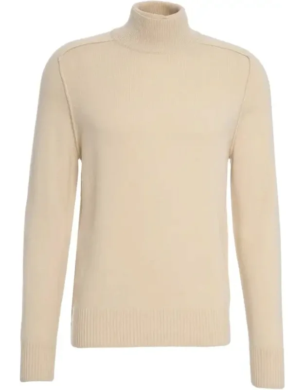 Virgin Wool Turtleneck Sweater With Ribbed Detailing