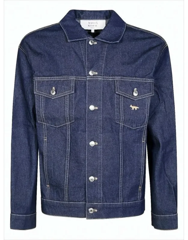 Structured Denim Jacket With Flap Pockets And Embroidered Logo