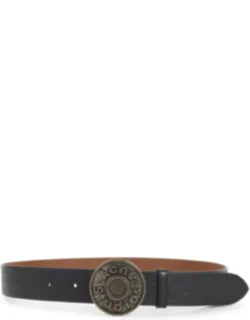 Smooth Leather Belt With Antique-finish Buckle And Decorative Patterns
