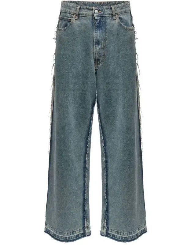 Relaxed Fit Distressed Wide-leg Jeans