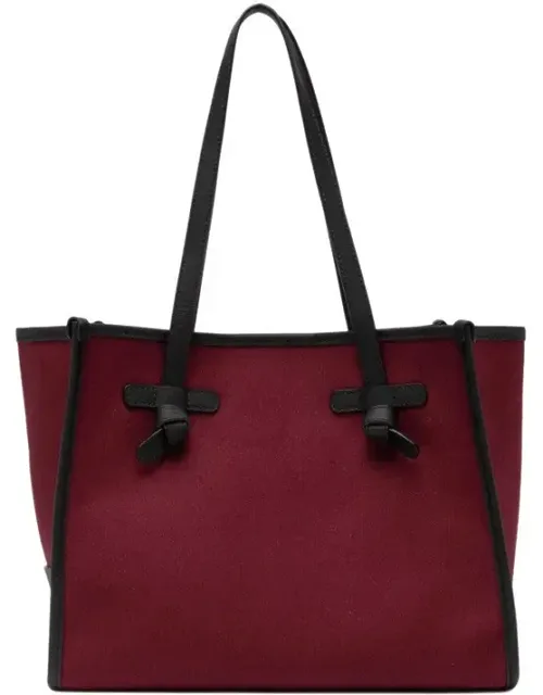 Structured Canvas Tote Bag With Leather Accents