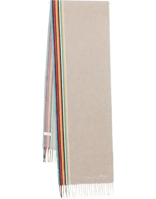 Reversible Cashmere Scarf With Multicolored Stripe Detail