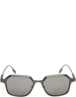 Zegna Sunglasses Rectangular Silver