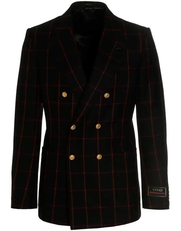 Double-breasted Check Blazer