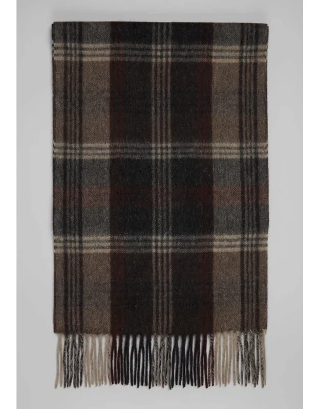 Triple Stripe Plaid Cashmere Scarf