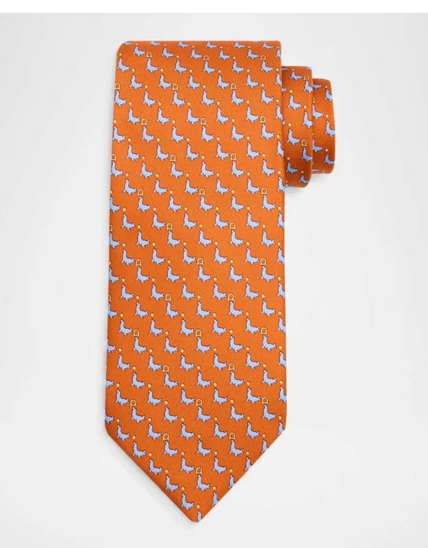 Seal Balancing Gancio Silk Tie